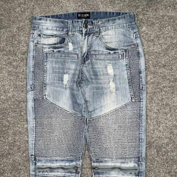 CJ BLACK Premium Jeans Mens Size 28 Blue Denim Skinny Flex Zipper Accents Moto - Picture 6 of 13